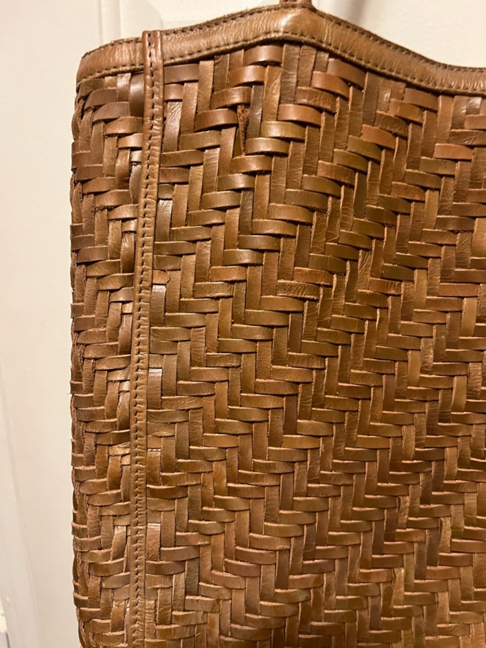 Bembien Woven Braided Leather Tote Bag in Natural Tan - Picture 5 of 6